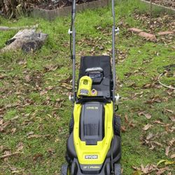 18 volt lawn mower push 13 inch with battery and charger 