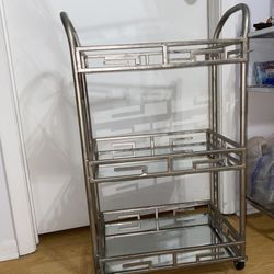 Silver mirrored bar cart