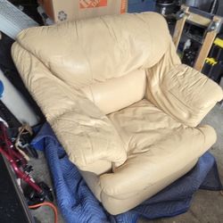 Italian leather love seat and chair