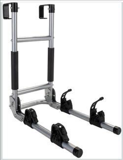 Camco RV Ladder Mount Bike Rack - Easily Holds 2 Bikes & Folds for Convenient RV Storage - Max Weight Capacity of 60 lbs - Designed w/Heavy Duty Steel