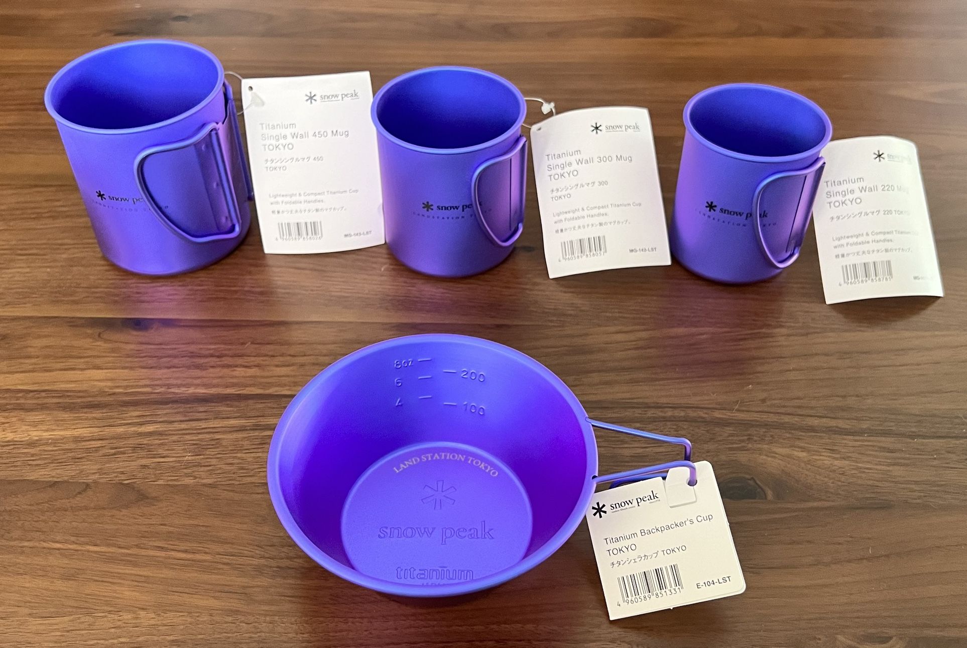 Snow Peak Tokyo Land Station Exclusive Titanium Stackable Mug Set And Sierra Cup