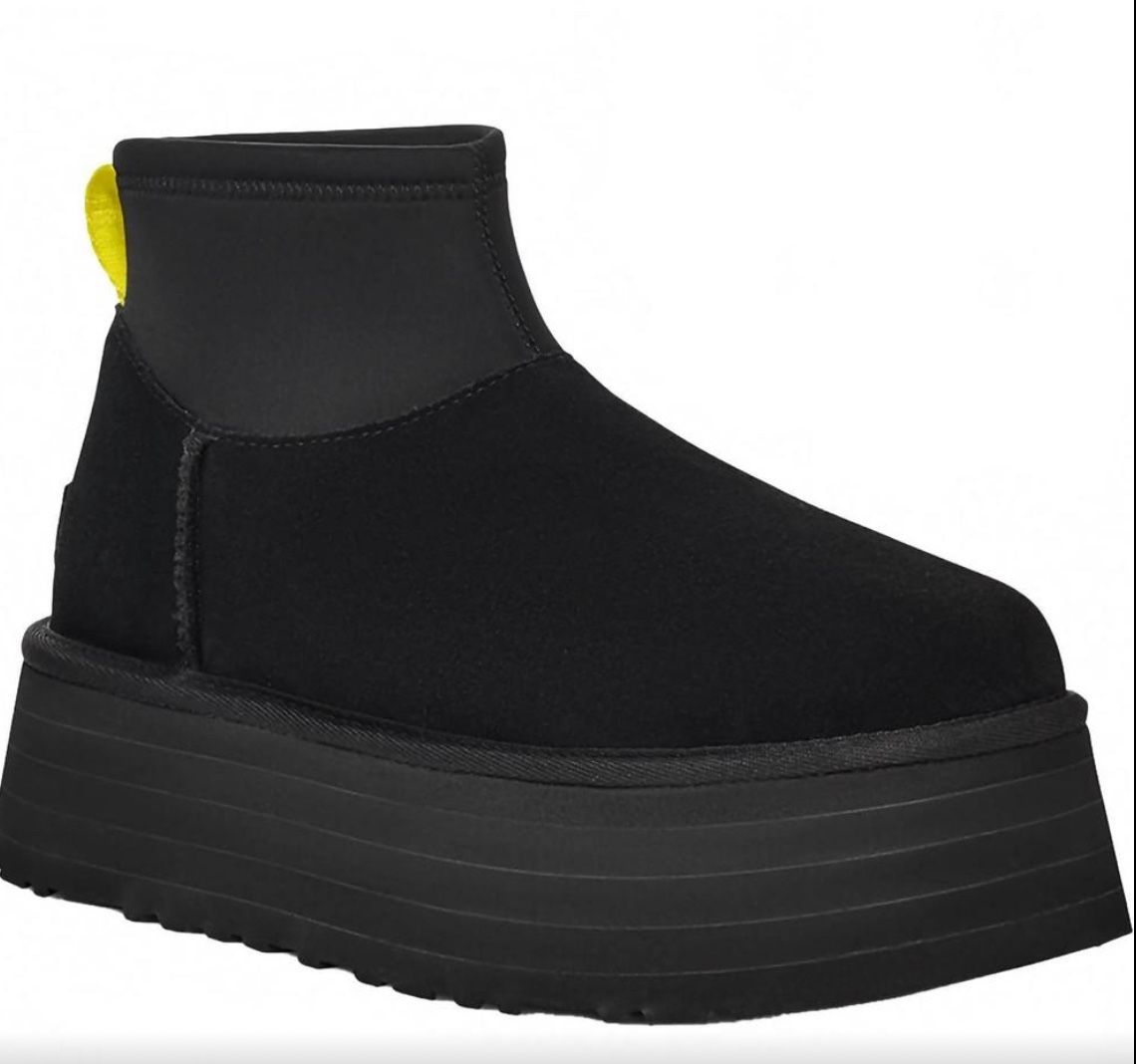 UGG Black Ankle Booties with Yellow Detail