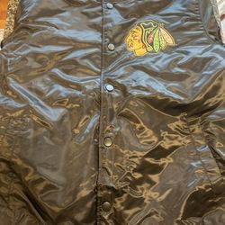 Official Blackhawks Starter satin bomber jacket New