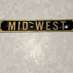 1960s Brass Sign Plaque ”Mid-West”