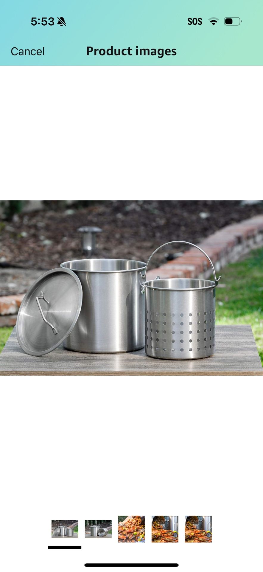 Barton 21Qt Stock Pot w/Strainer Basket Commercial Stainess Steel Food Grade 304 Turkey Deep Fryer Crawfish Clam 59
