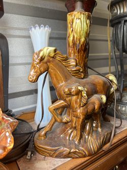 Porcelain Horse And Colt Lamp