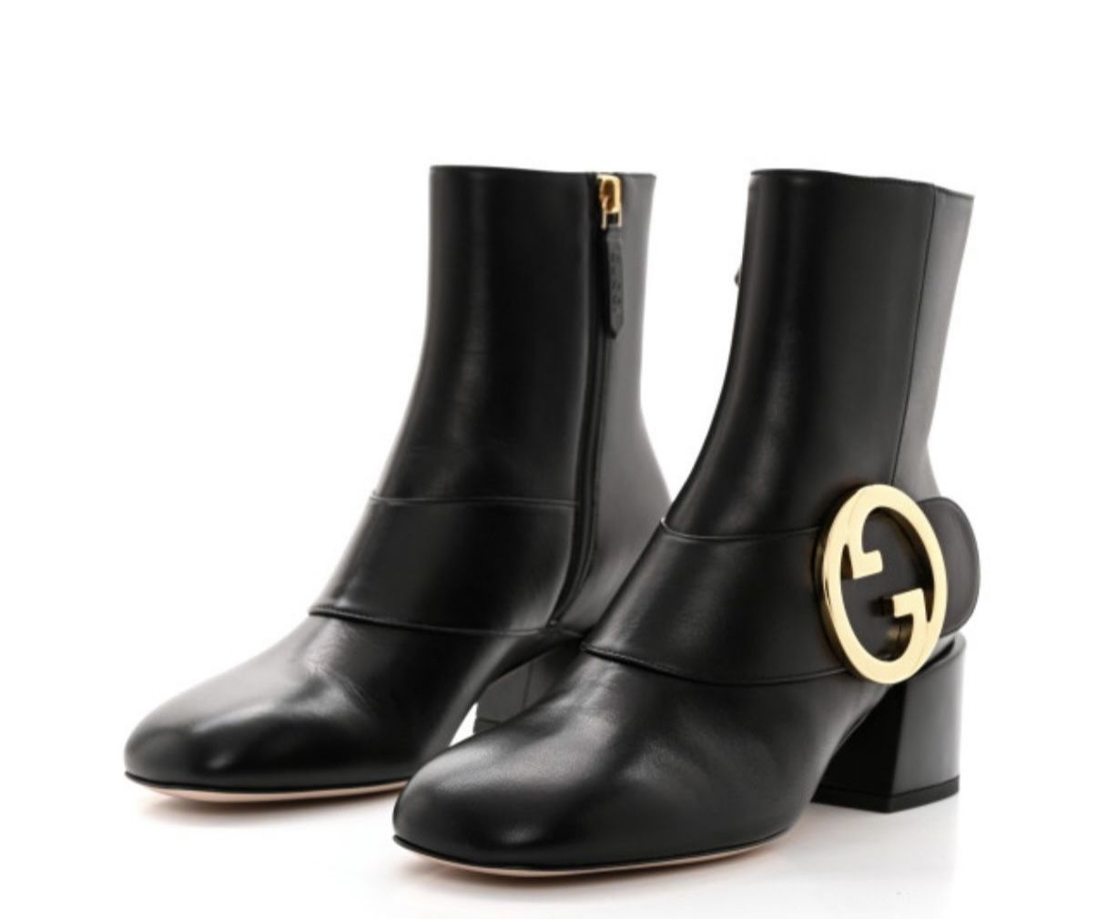 Gucci Blondie Interlocking GG Medallion Logo Ankle Booties Boots Heels