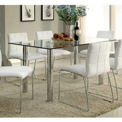 White And Chrome Dining Table Set (Free Delivery)