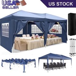 10' x 20' Canopy Tent EZ Pop Up Party Tent Portable Instant Commercial Heavy Duty Outdoor Market Shelter Gazebo with 6 Removable Sidewalls and Carry B