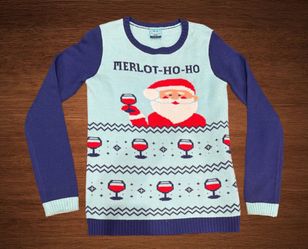 NORTHER POLE UGLY CHRISTMAS SWEATER “ MERLOT -HO-HO  SIZE SMALL