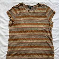 Lauren Ralph Lauren Women’s Top Cotton T-Shirt Short Sleeve Sweater Size XL