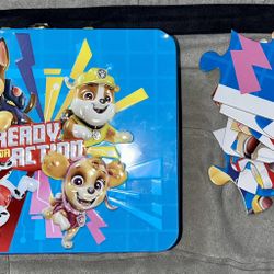 PAW Patrol Ready for Action Lunch Box Tin w/ 24-Piece Puzzle - EXCELLENT COND.