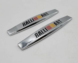 BRAND NEW UNIVERSAL 2PCS RALLIART 3D METAL EMBLEM BADGE STICKER