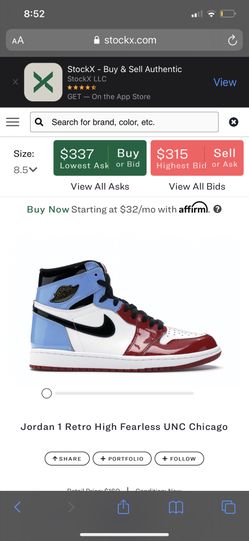Air Jordan Retro 1 Fearless Unc Chicago 