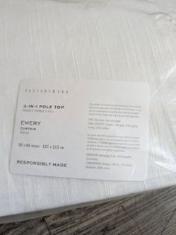 Pottery Barn Emery 3-in-1 Pole Top Curtain panel measuring 50 x 84 inches