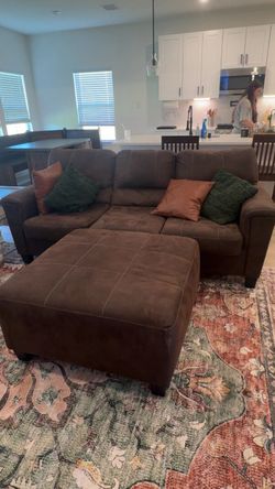 Brown Sofa and Loveseat with Ottoman