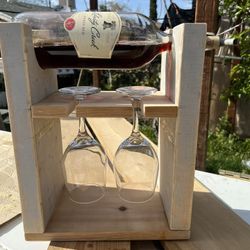 Wine, bottle, and wine glass holder