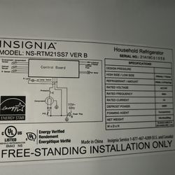 Insignia Fridge Model NS-RTM21SS7