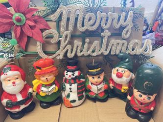 Vintage Christmas Decor MCM Candles, Ange, Reindeer . Gingerbread House & shovel