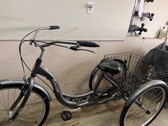 Schwinn Meridian Adult Tricycle with Basket, 24 Inch Wheels Slate Blue