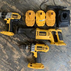 Dewalt hammer drill sawzall and 3 batteries and a charger. 