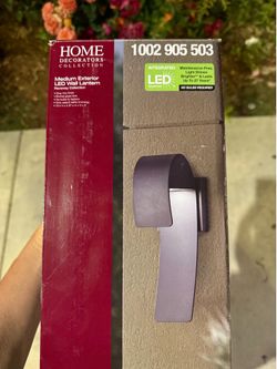 Brand New Raveney 13 in. 1-Light Grey Iron Outdoor Integrated LED Wall Lantern Sconce with Etched Lens