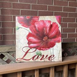 “Love” Wrapped Canvas Wall Art 18” x 18” - Excellent Condition