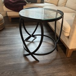 Set Of 3 Glass Black Framed Coffee Tables
