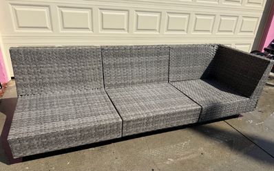 3-Piece Gray Wicker Outdoor Sectional Sofa