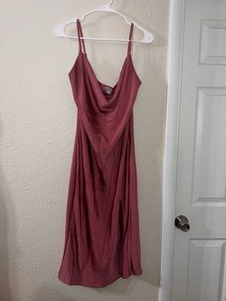 Satin Slip Midi Dress with Cowl Neck