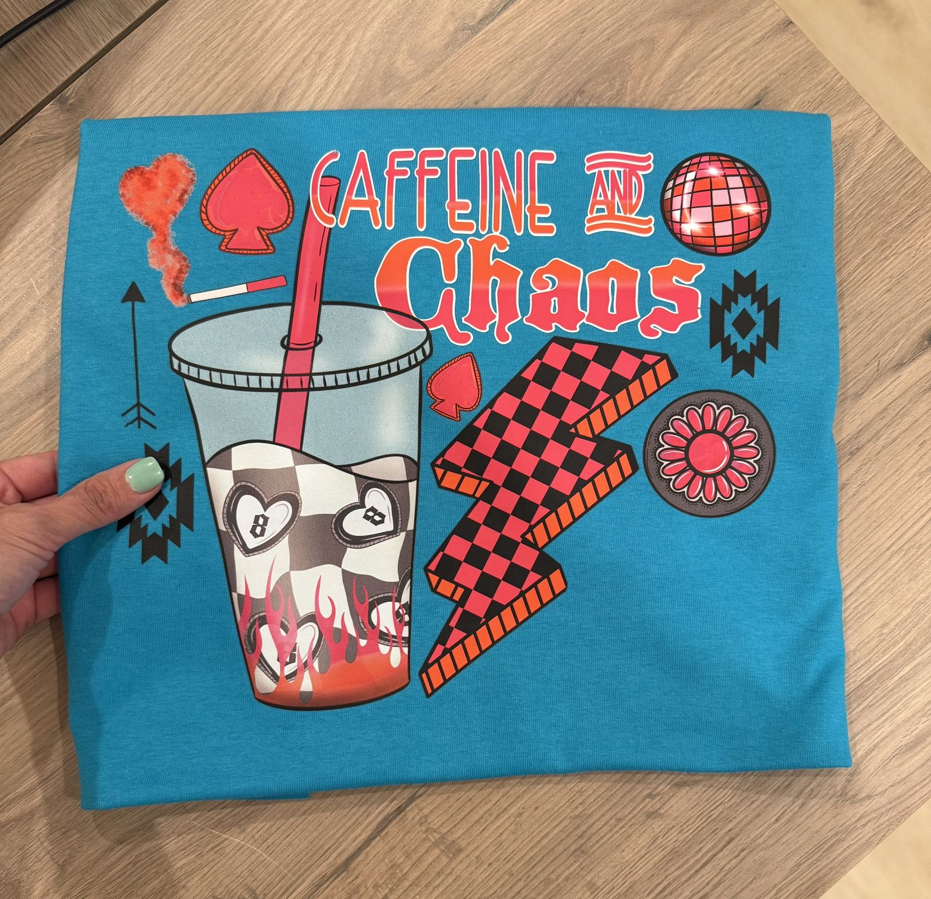 Caffeine And Chaos Graphic Shirt Tee