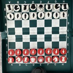 Vintage Portable Travel Chess Set Magnetic Foldable - Made in Japan  