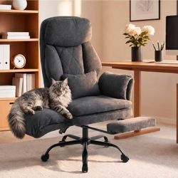 🔥new inbox🔥Fizzin Black Executive Big and Tall Reclining Office Chair with Footrest Fabric High Ba