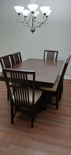 Dark Wood Dining Table with 6 Chairs