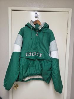 Vintage 90s Philadelphia Eagles Starter Kelly Green NFL Pullover Jacket Size XL