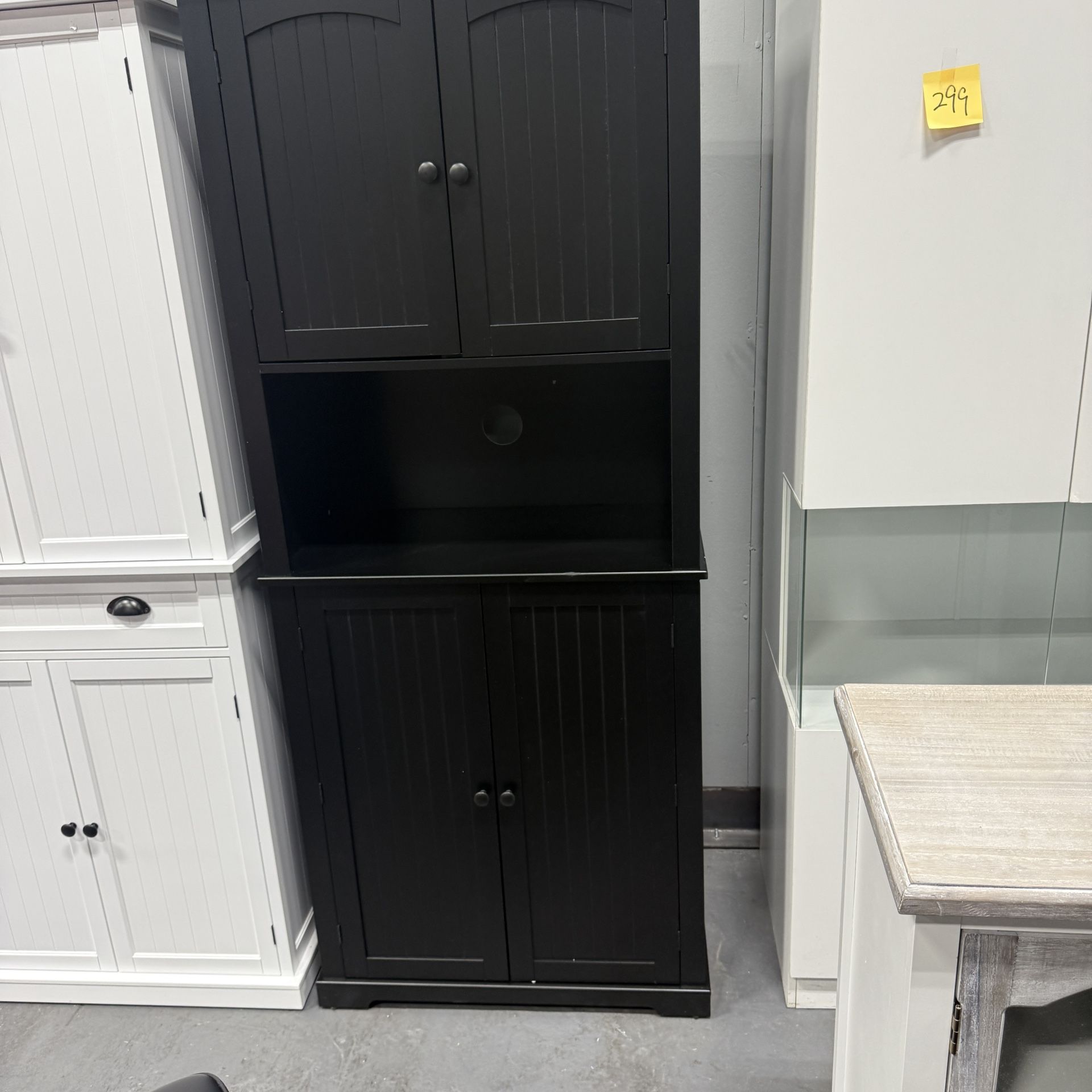 HLR 72" Kitchen Pantry Storage Cabinet, Freestanding Larder Cupboard, Kitchen Hutch Cabinet with Microwave Stand,Utility Pantry with Doors and Shelves