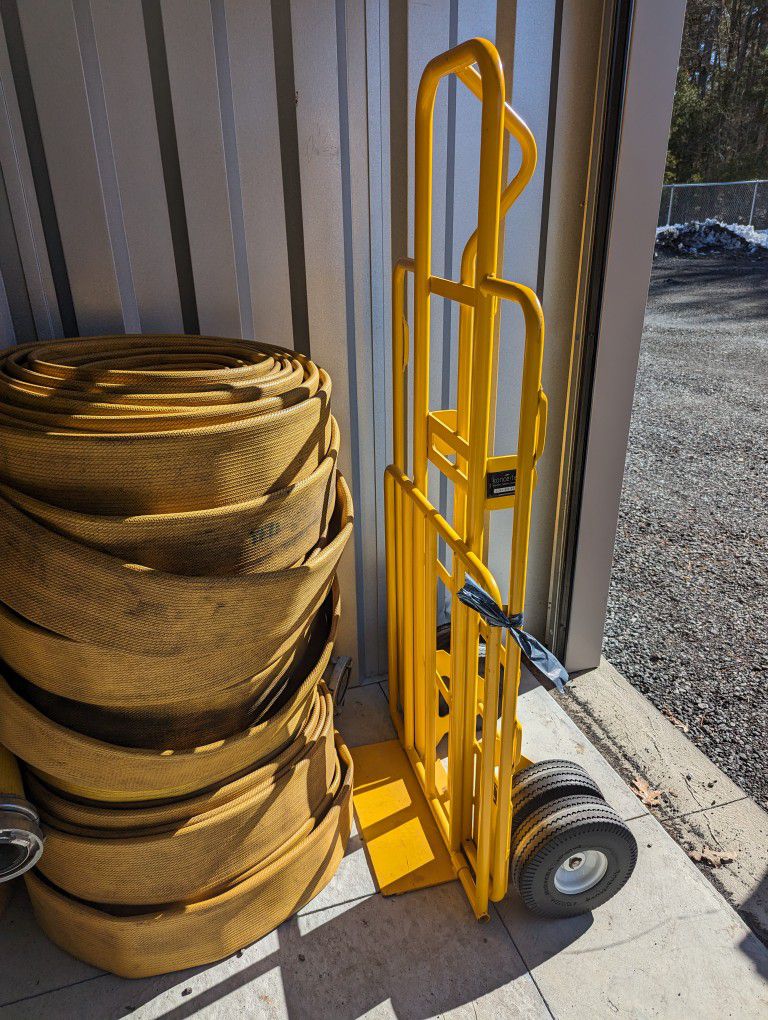 Industrial Four-wheeled Hand Truck With Seven Rolls Of Commercial Industrial Fire Hose