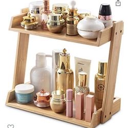 NIBEAO Makeup Storage Organizer Vanity Dresser Bathroom Counter Organizer for Skincare Perfume Beauty Cosmetic, Bamboo