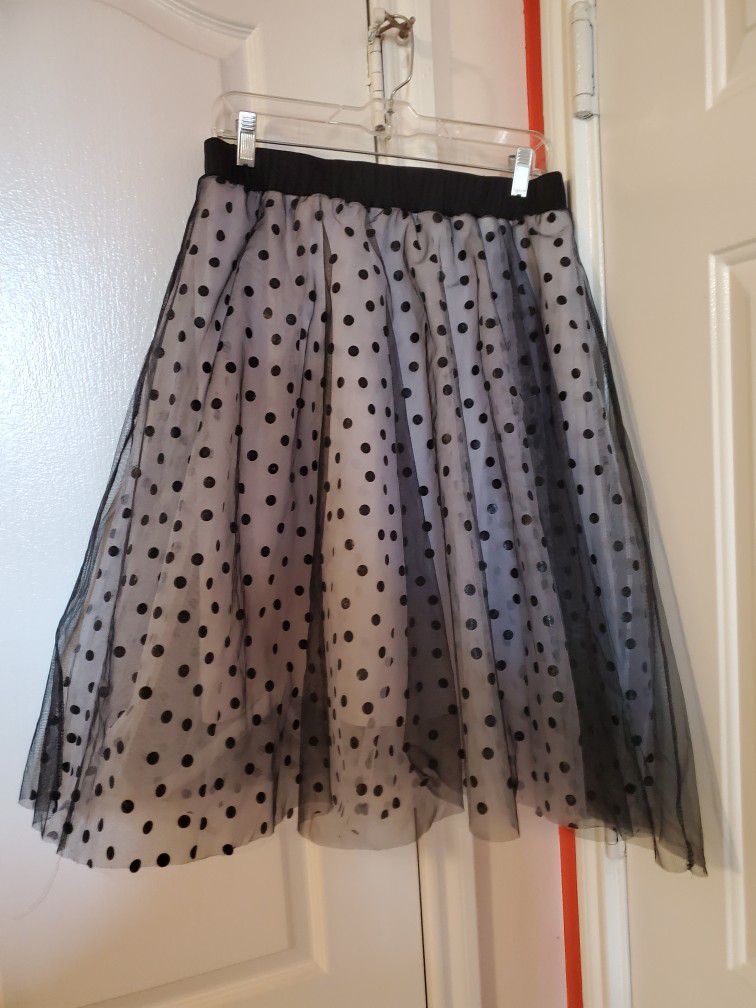 Black And White Plus Size Tulle Skirt