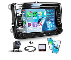 4G 64G Android Car Stereo for VW Passat Golf MK5 MK6 Jetta T5 EOS Polo Touran Seat Sharan Wireless Carplay Android Auto, 7'' Touchscreen Car Radio wit