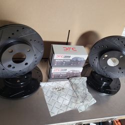 Ford Escort Drill Slot Rotors Plus Ceramic Pads Mercury Tracer Drill Slot Rotors Plus Ceramic Pads Front And Rear 