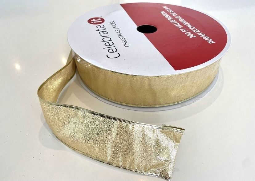 BRAND NEW - 200 Ft Celebrate It GOLD WIRED RIBBON 2. 5”w