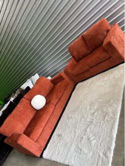 NEW burnt orange Ashley furniture 2pc sofa couch set (DELIVERY AVAILABLE)