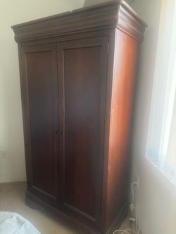 Dark Wood Two-Door Armoire Wardrobe