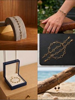 Gold Clover Bracelet 14 karat Gold & 20 Emerald Black