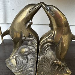 Vintage brass Dolphin bookends collectable