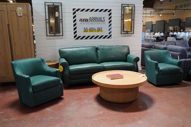 Leather Roll Arm Sleeper Sofa — Whittemore-Sherrill (Emerald)