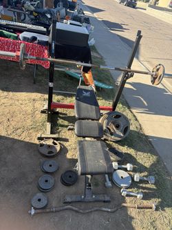 430 Pounds Weights, Bench, And Rack