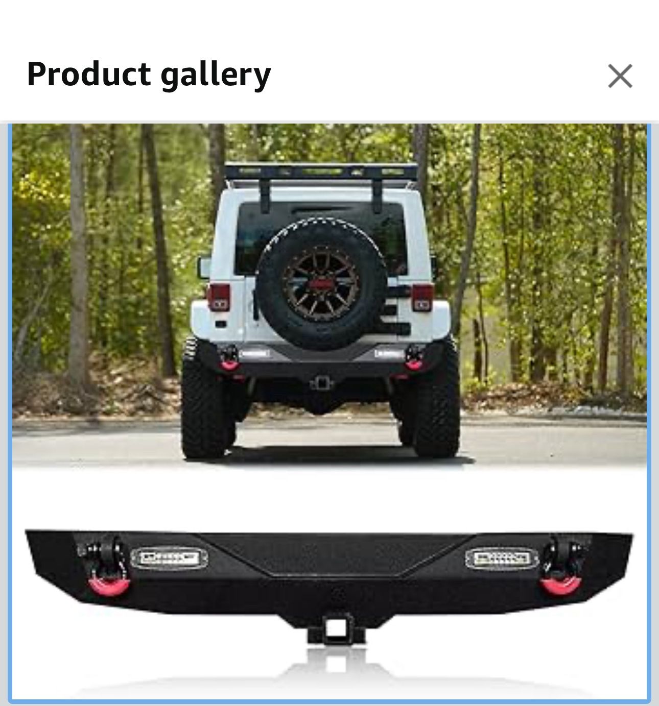 Texture Rear Bumper Black for 2007-2017 Jeep Wrangler JK/JKU With D-Rings+Spotlights