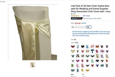 Chair sashes - ivory 50
